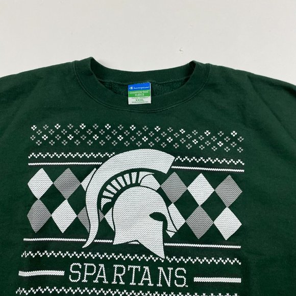 Michigan State Spartans Champion Eco Fleece Christmas Sweatshirt Men's 3XL - Picture 2 of 7